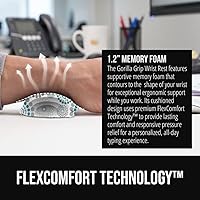Vista 4 de GORILLA GRIP Reposamuñecas de espuma viscoelástica de gel sedoso para teclado de computadora, mouse, diseño ergonómico para aliviar el dolor