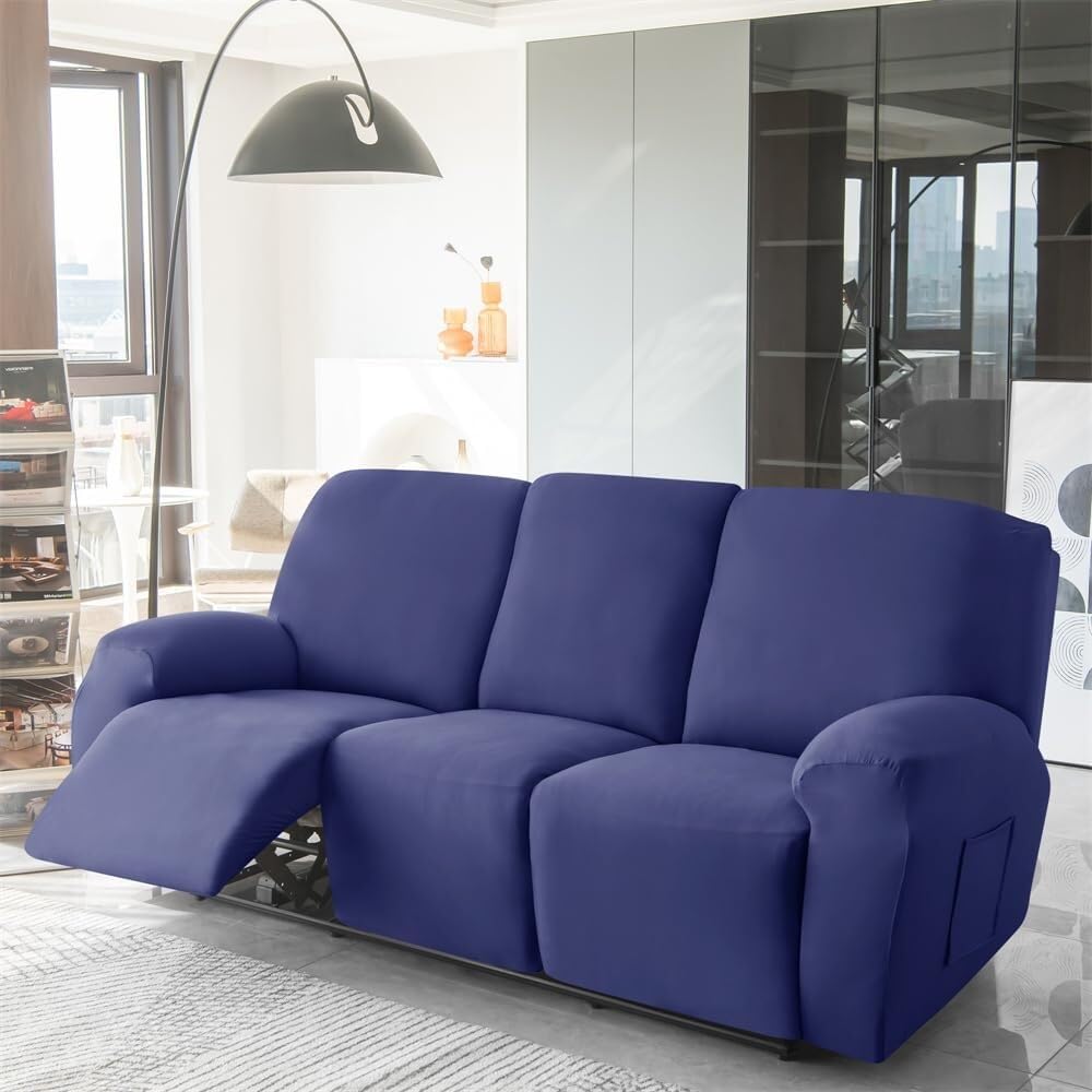 Funda elástica Impermeable para sillón reclinable, Color Liso, Antideslizante, con Bolsillo Lateral, Lavable, Protector de Muebles para Silla.