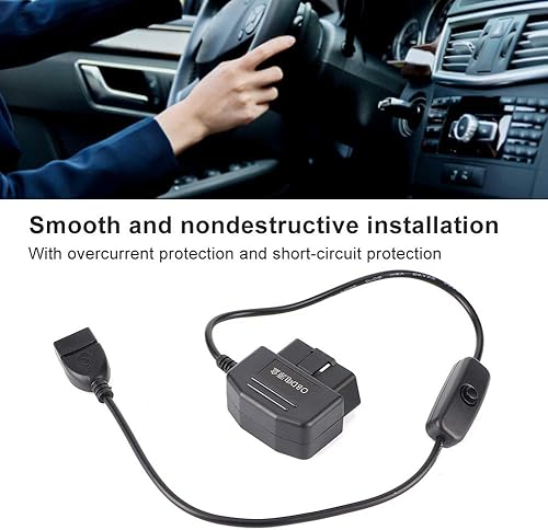 Miniatura 3 de Ejoyous Cable de alimentación OBD2, cable de alimentación USB Cable de carga 16Pin OBD2 Conector universal para coche GPS DVR Cámara