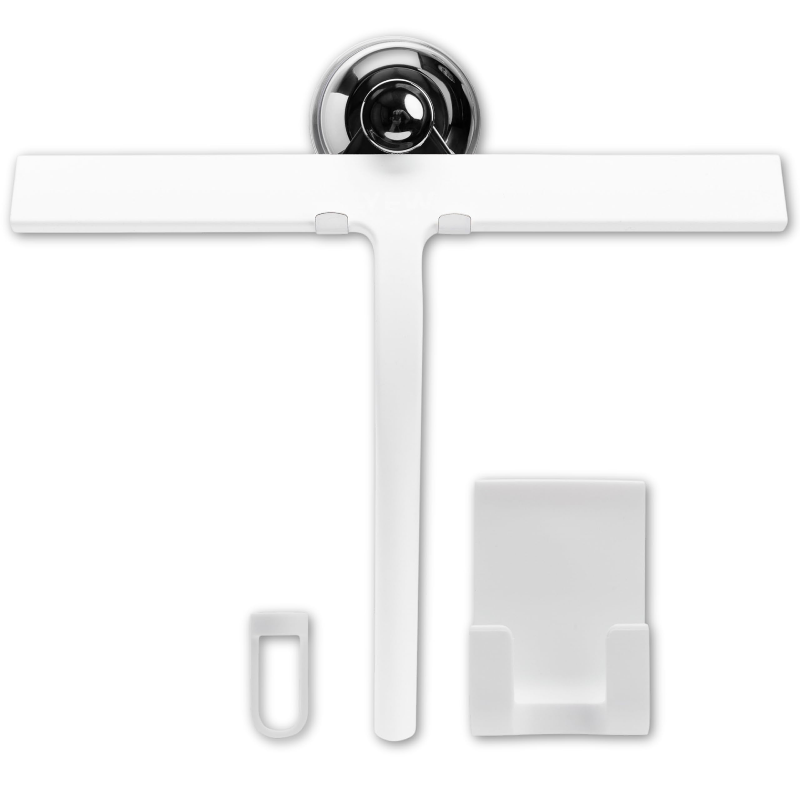 11 inch Squeegee Set with Over Wall Hanger, Suction Cup, and Hook, Glass Cleaning Squeegee for Shower Doors, Windows, Glass Doors, Bathrooms, Mirrors, Car Windshield - Matte White