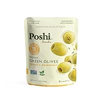 Vista 70 de Poshi Olives + Veggies Variedad de aceitunas enteras sin hueso de 4 sabores Poshi 4 sabores Vegano, Kosher, sin gluten + Snacks saludables