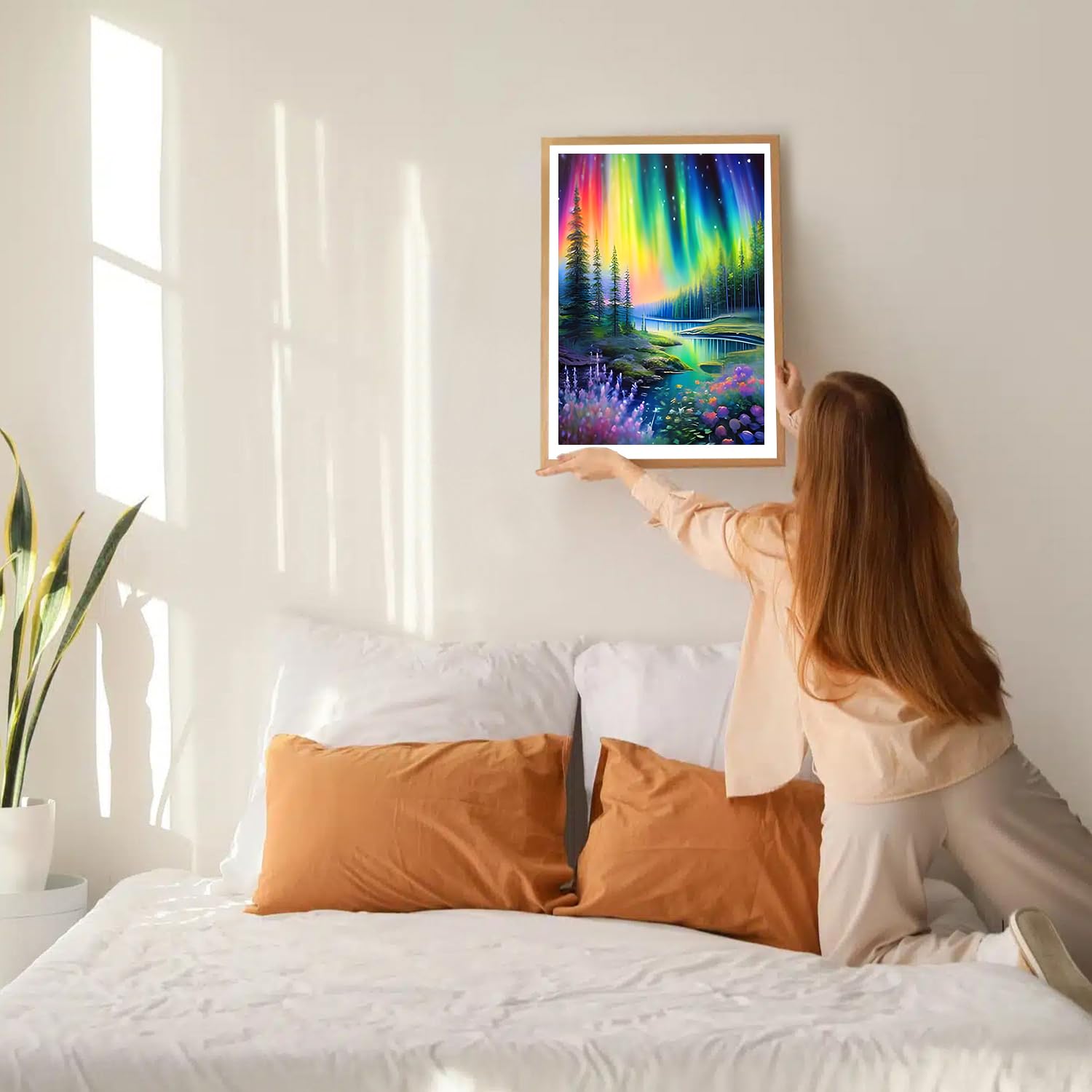 GDYEEH 5D Diamond Painting Kit Aurora Landscape - 12x16 Inch, Round Drill, Full Set For Adults & Beginners