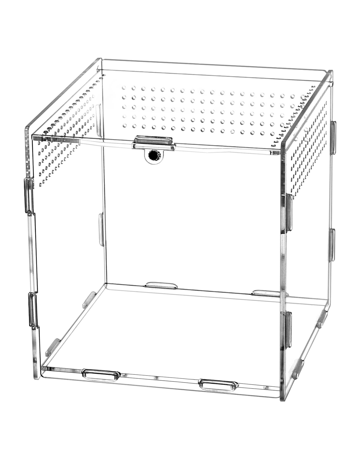 QWORK® Recipientes de Acrílico, Caja de Alimentación de Insectos, 15 × 15 × 15 cm para Mantis, arañas, lagartos, Caracoles