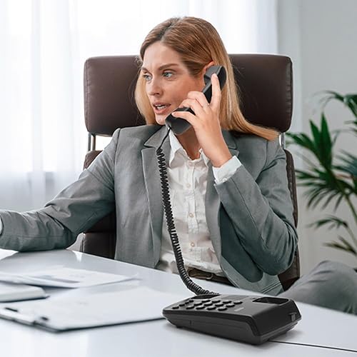 Miniatura 8 de Lativu Teléfono fijo con cable, teléfono de oficina simple, teléfono doméstico, teléfono fijo de uso para el hogaroficina, pared o escritorio,