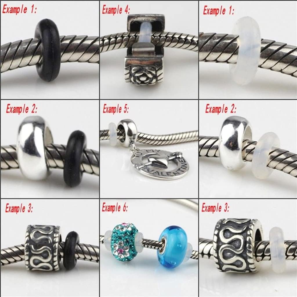 Rubber Stopper Rings Silicone Beads Fit European Charm Bracelet Beads for Jewelry Making Needlework Clip Lock Spacer image 5
