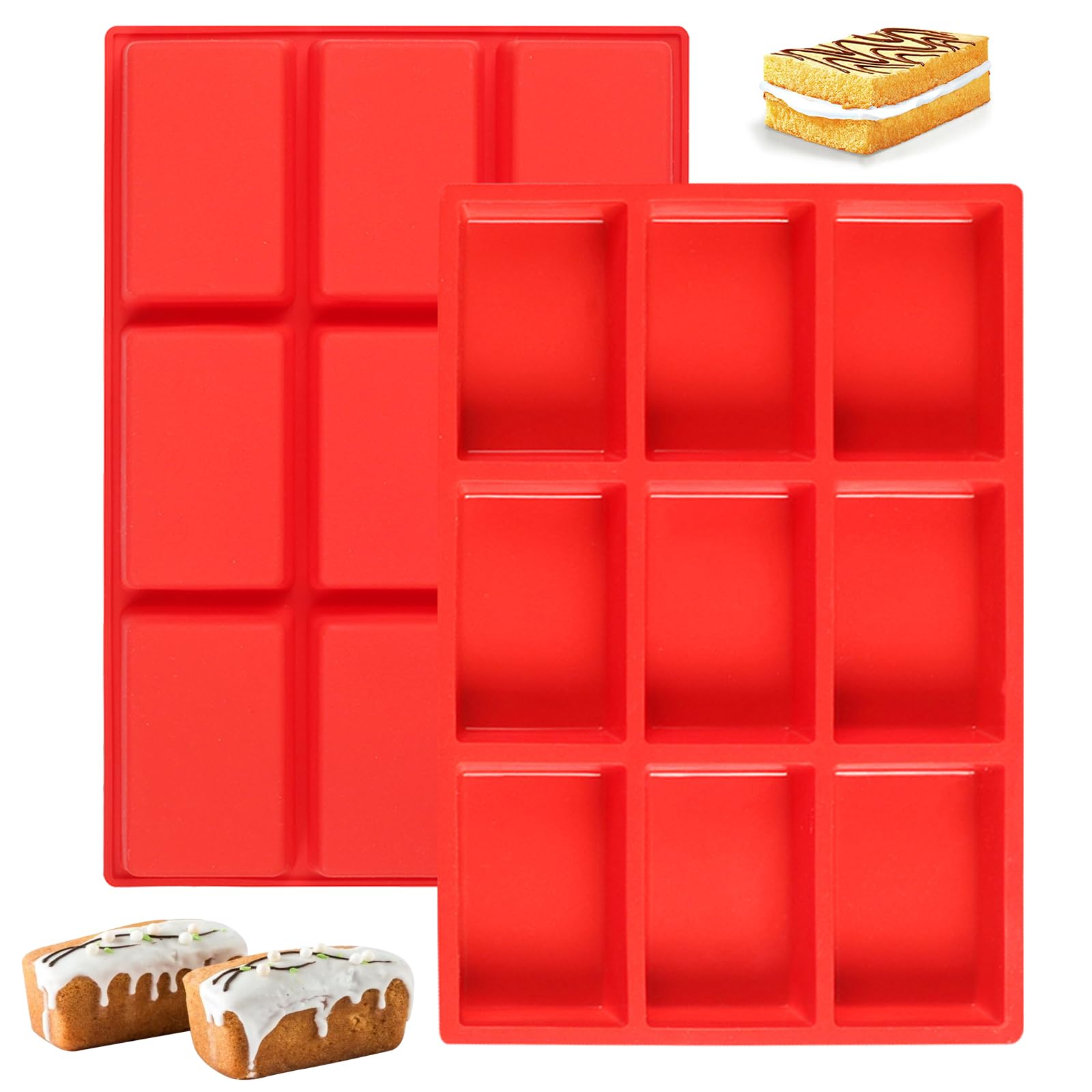 2 Piezas Molde Silicona Rectangular, 31cm x 21cm Moldes de Barra de Cereal, Alimenticio Antiadherente Molde Rectangular, Adecuado para Hacer Pasteles, Jabón, Chocolate, Gelatina, Cubitos de Hielo