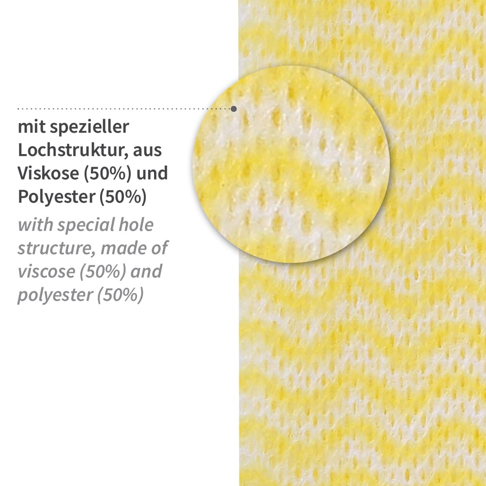 12 Stück Hygoclean Spültücher | Viskose/Polyester, Rolle, gelb-weiß, L: 20cm, B: 40cm, Abrisse: 50, Karton, Einweg Putztücher, Spültücher, Reinigungstücher