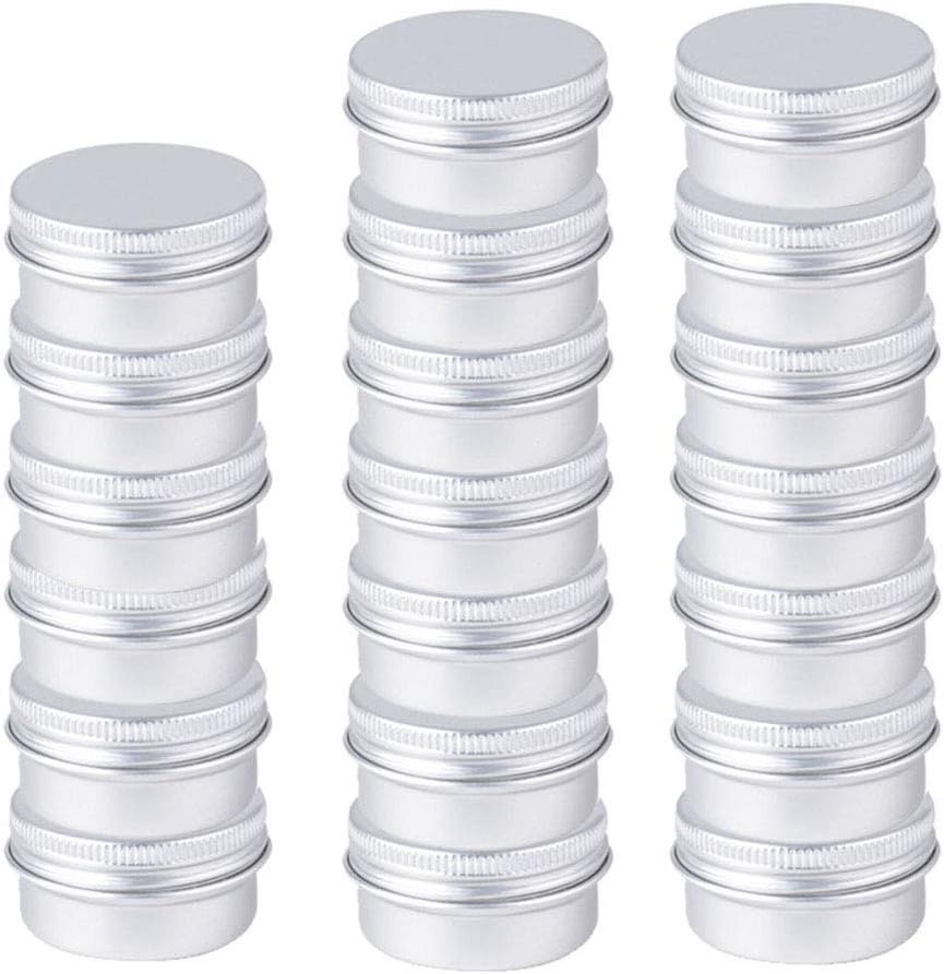 Aluminium Tins, 20 Pieces Round Aluminum Cans Screw Lid Metal Tins Jars Empty Slip Slide Containers for DIY Candle Craft Jewelry Sorting Storage