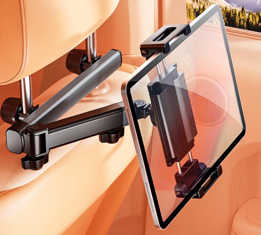 Supporto auto per tablet, supporto per tablet per camion, supporto per navigazione montato sui poggiatesta per sedili posteriori, rotazione a 360 gradi con smartphone e tablet da 4,7 a 13 pollici