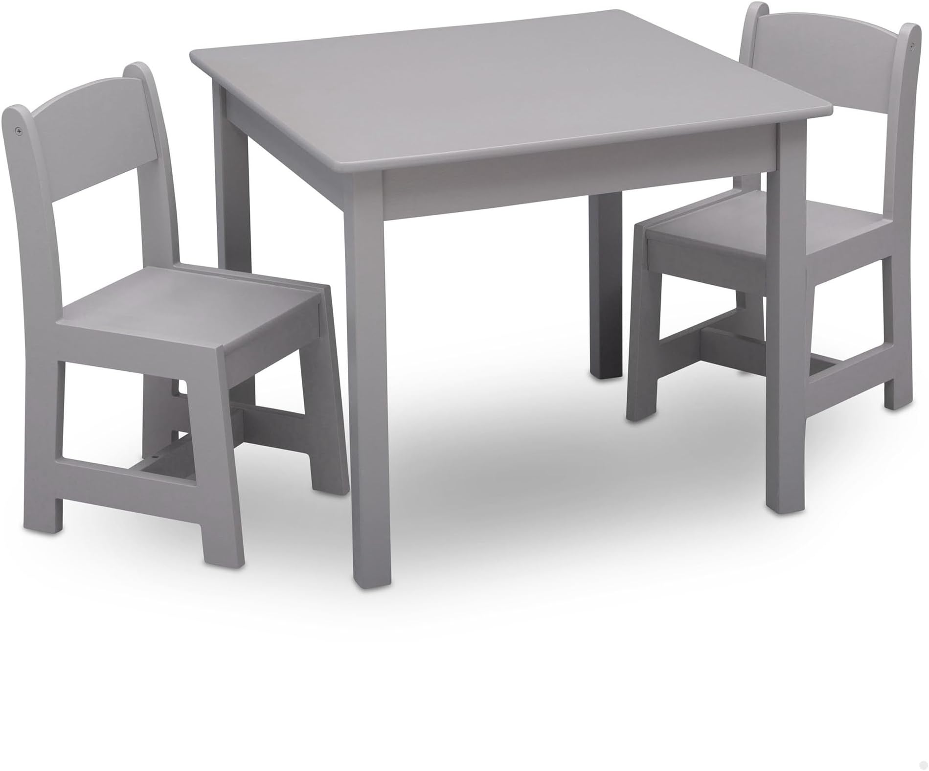 Delta Children MySize Kids Wood Table and Chair Set (2 Chairs Included) - Ideal for Arts & Crafts, Snack Time & More - Greenguard Gold Certified, Grey, 3 Piece Set