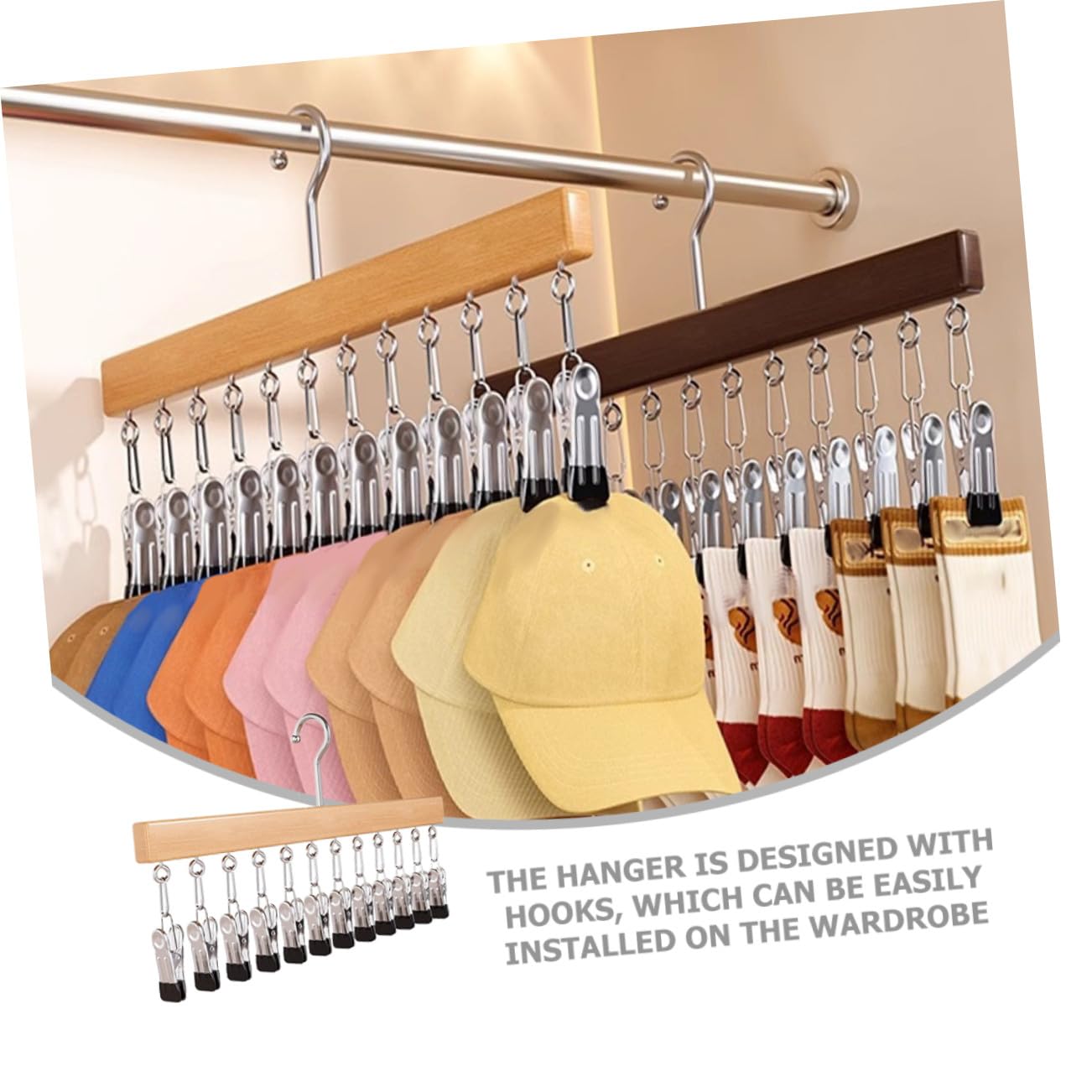 Gatuida 2piezas Estante De Almacenamiento Organizador De Clips para Sombreros Perchero Multifuncional para Colgar Toallas Armario Organizador De Gorras De Béisbol Material