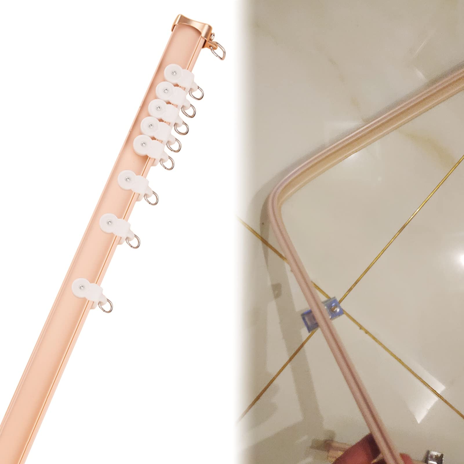 SFNIOKFG Bendable Curtain Track Rail, Ceiling Mount/Wall Mounted Bathroom Curtain Rods, Room Divider Curtain Rails for Bay Window/Camper/Home (Color : Wall Mount, Size : 400cm/13ft)
