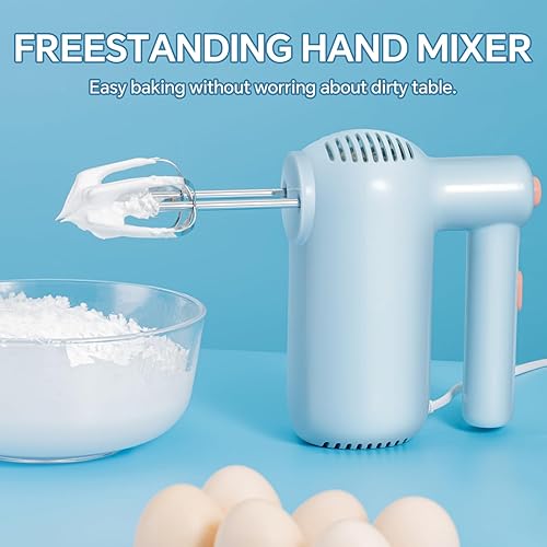 Miniatura 4 de Batidora de mano eléctrica, batidora de cocina de 5 velocidades con Turbo Ultra Power, 4 accesorios de acero inoxidable para batir galletas,