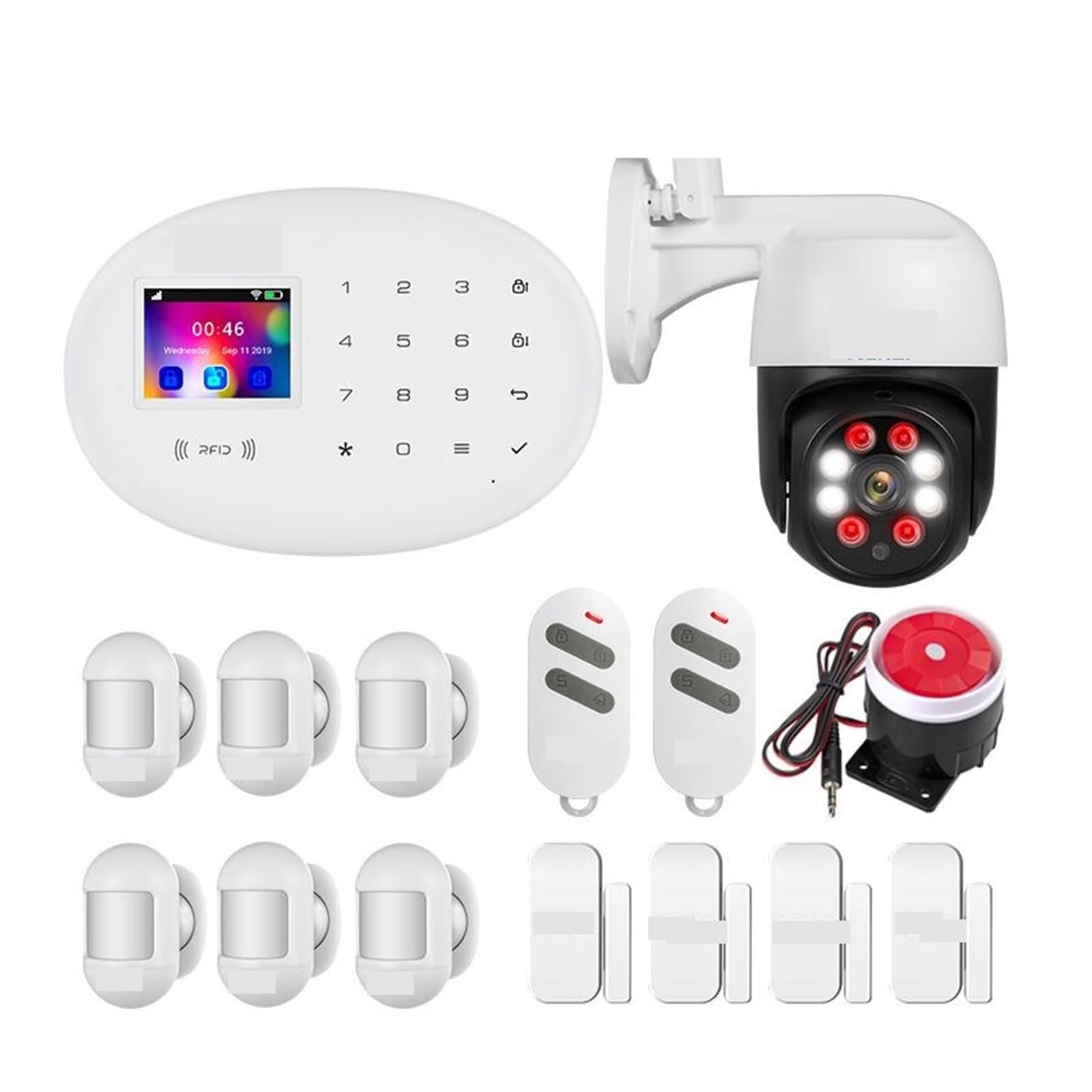 Di Allarme GSM Home Wireless APP Telecomando Allarme Antifurto Schermo Da 2,4 Pollici Sicurezza Domestica 4G(Kit2)
