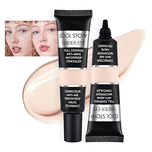 Kaely Corrector de ojos de cobertura completa, corrector impermeable para ojeras, hinchazón, enrojecimiento, base crema iluminador de ojos,