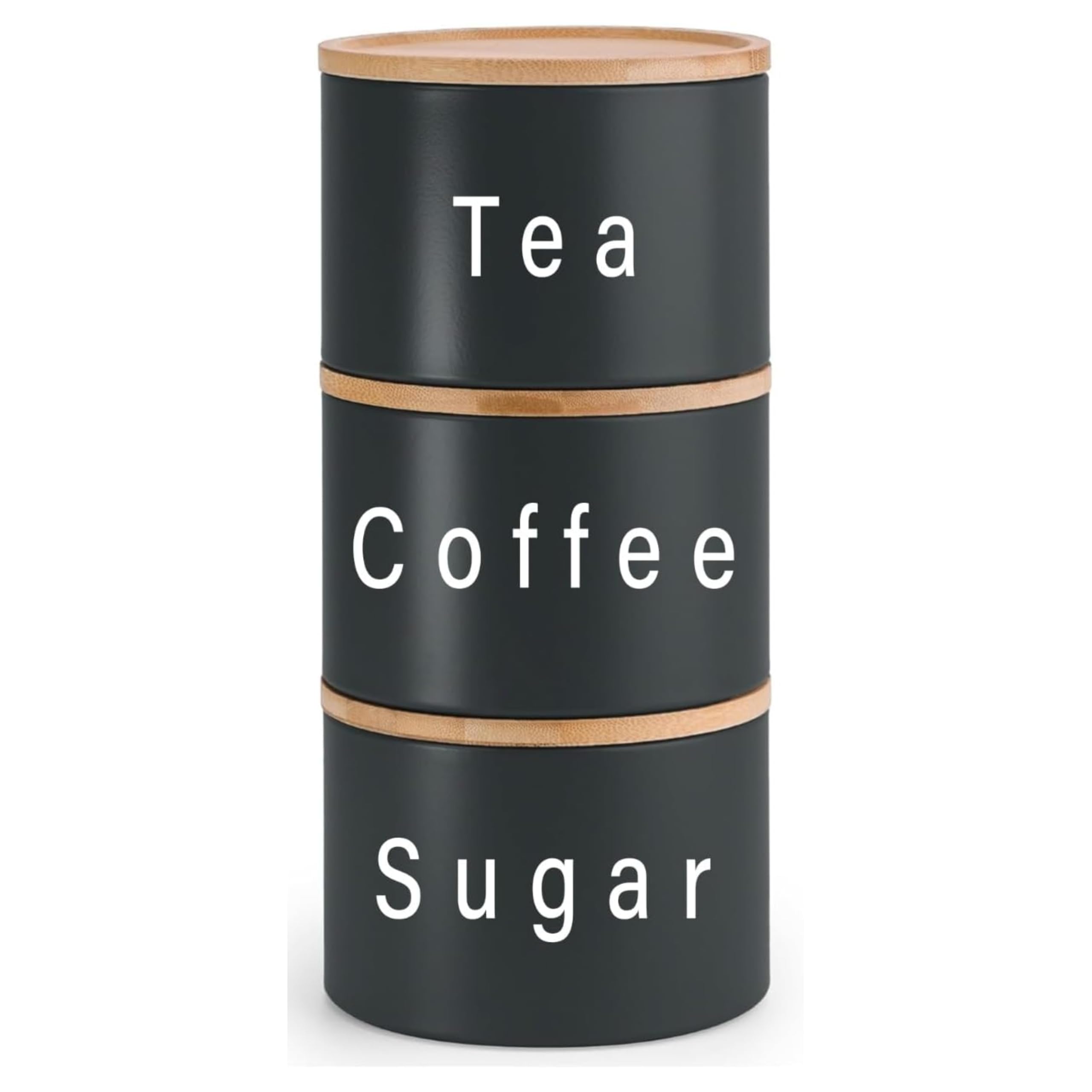 Evapure Tea, Coffee, Sugar, Canister Set, Durable, Resistant, Easy to Clean, Airtight Lid, Sleek & Modern Design, Stackable, Multipurpose, Food Storage