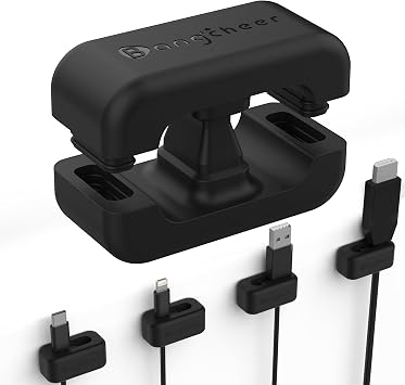 8 Pack Dual-Slot Silicone Cord Cable Clips with Strong Nano Adhesive Cable Organizer Press-to-Lock Design Desktop Wire Management for Home, Office, Car, Desk, Nightstand Black-8Pack
