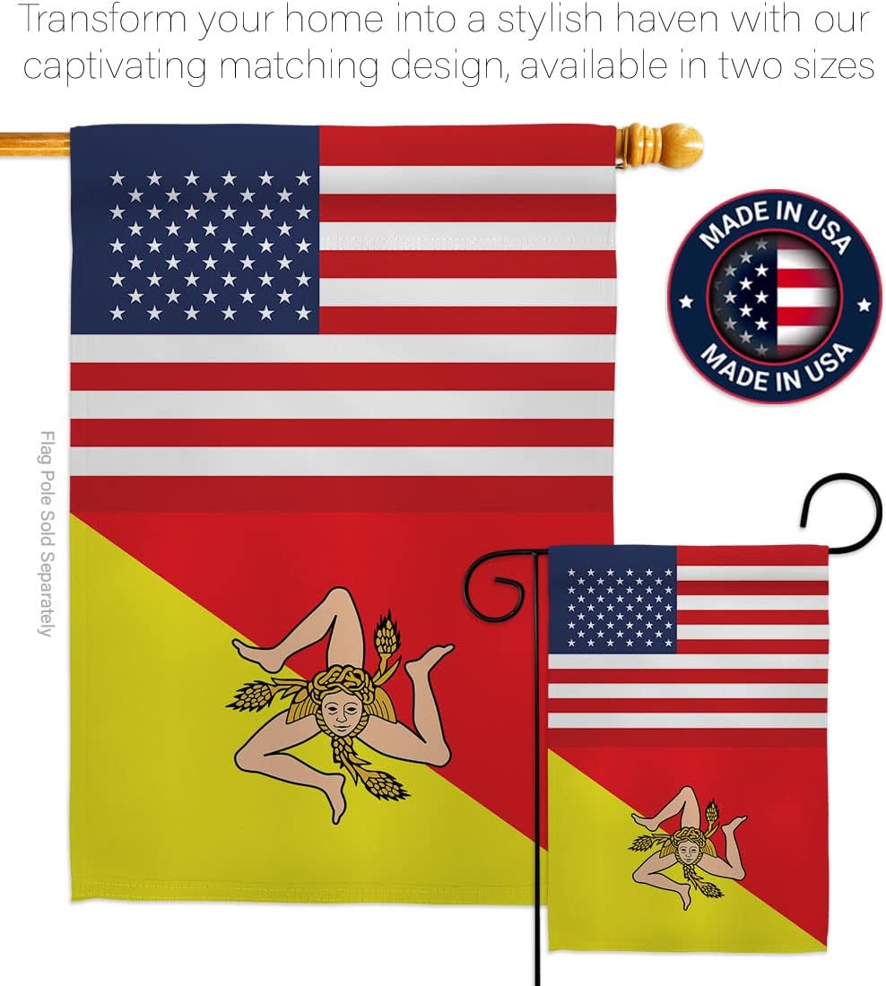 Americana Home & Garden Sicily US Friendship Garden Flag Regional Nation International World Country Particular Area House Decoration Banner Small Yard Gift Double-Sided, Made in USA
