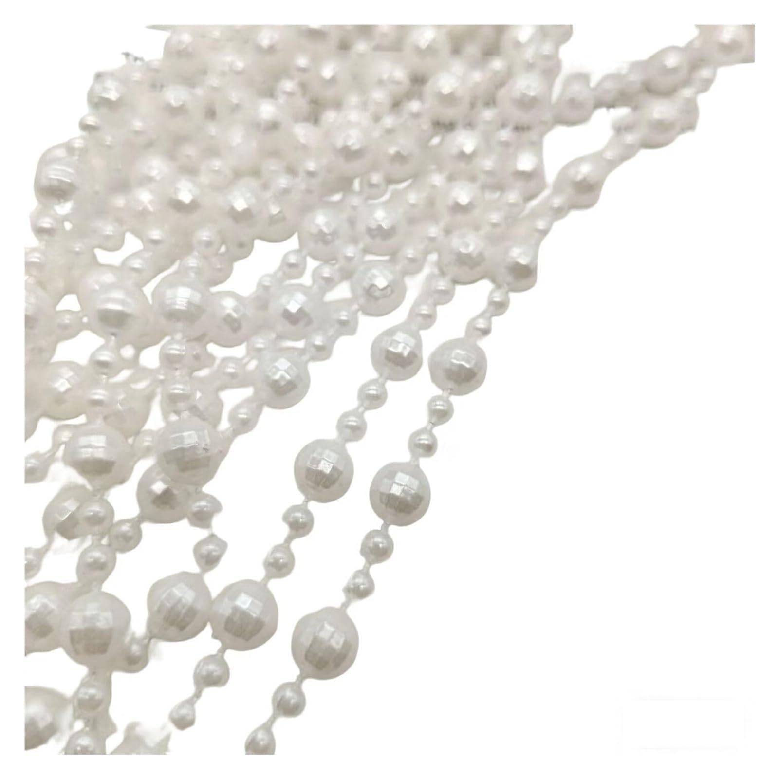 Dekoracje imprezowe, zasłony z tiulu Sznurek z koralików ze sztucznej perły 30 m rolka wielokolorowy ślub DIY(White)