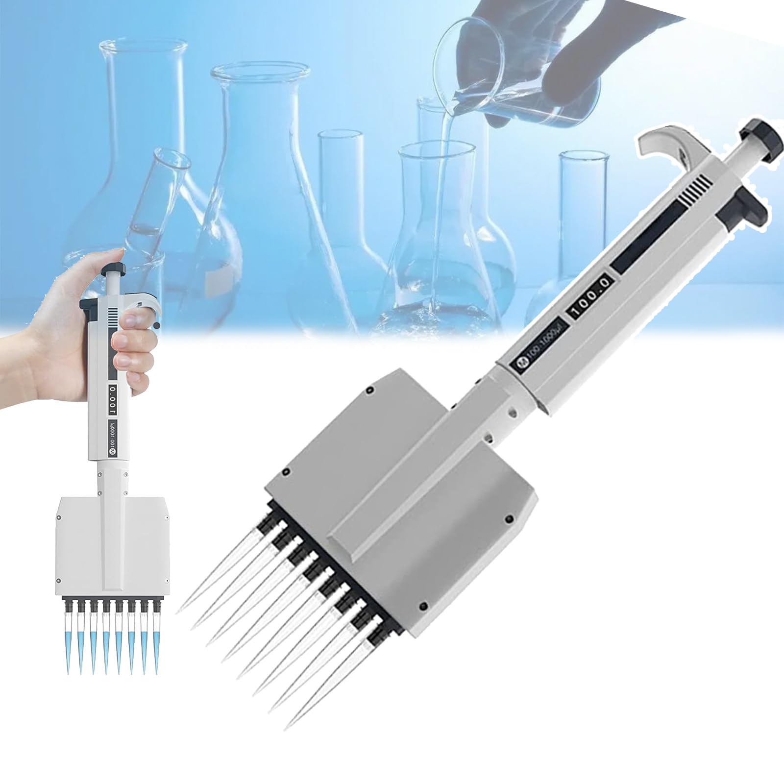 Pipette réglable 12 canaux 50-300ul pour échantillonnage de précision