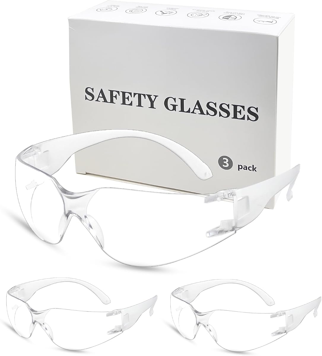 Clear Safety Glasses Goggles, UV400 Protective Eyewear for Men Women, ANSI Z87.1 Impact Resistant Eye Protection for Work, sport,Lab,Construction