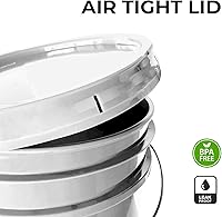 Vista 4 de Balde de cubo blanco de 6.5 galones con tapa Grado alimenticio Extra duradero de 90 MIL Asas de metal con empuñadura de plástico para fácil