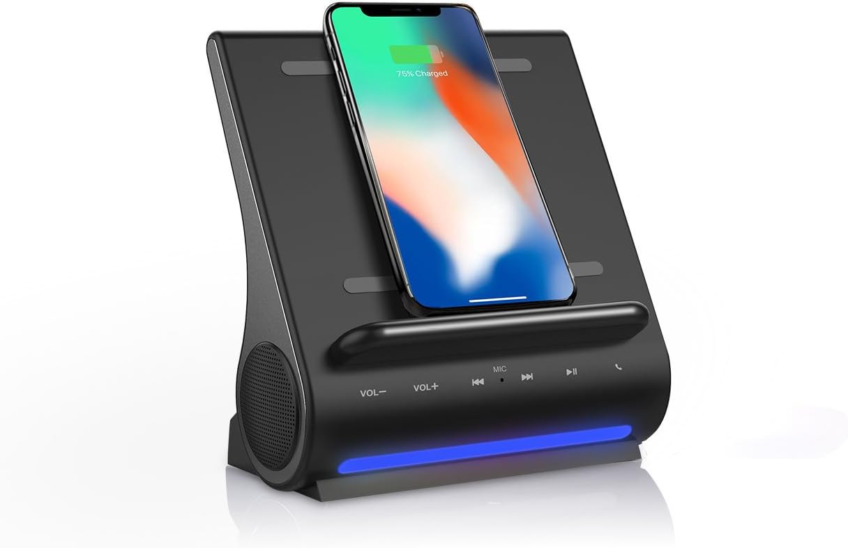 Dockall Fast Wireless Charger Bluetooth Speakers 4 in 1 Docking Station Charge 3 Devices for iPhone 15 14 13 12 11 Samsung Galaxy S23 S22 S21 S20