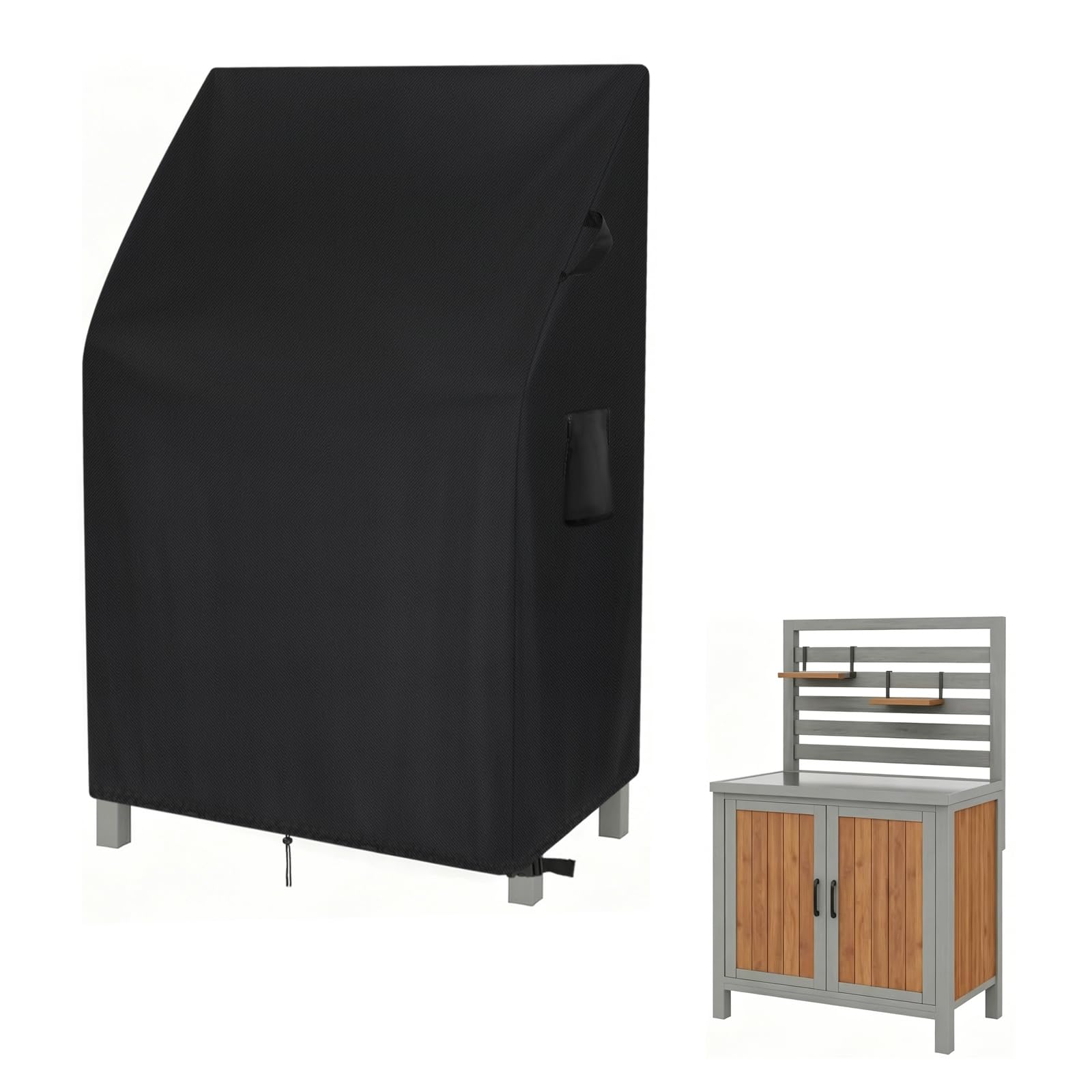 Storage Cabinet Cover, 420D Waterproof Outdoor Cabinet Covers Protective Cover for Garden Potting Bench with Storage Cabinet Patio Water Resistant, Anti-Fade Fabric (83x56x148cm)