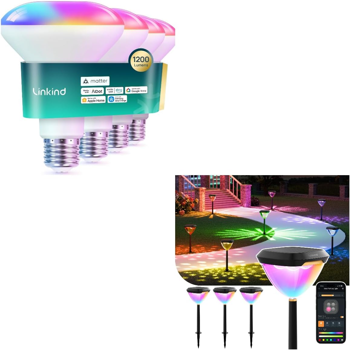 Linkind Matter Bulbs with Smart Solar Pathway Lights SP6