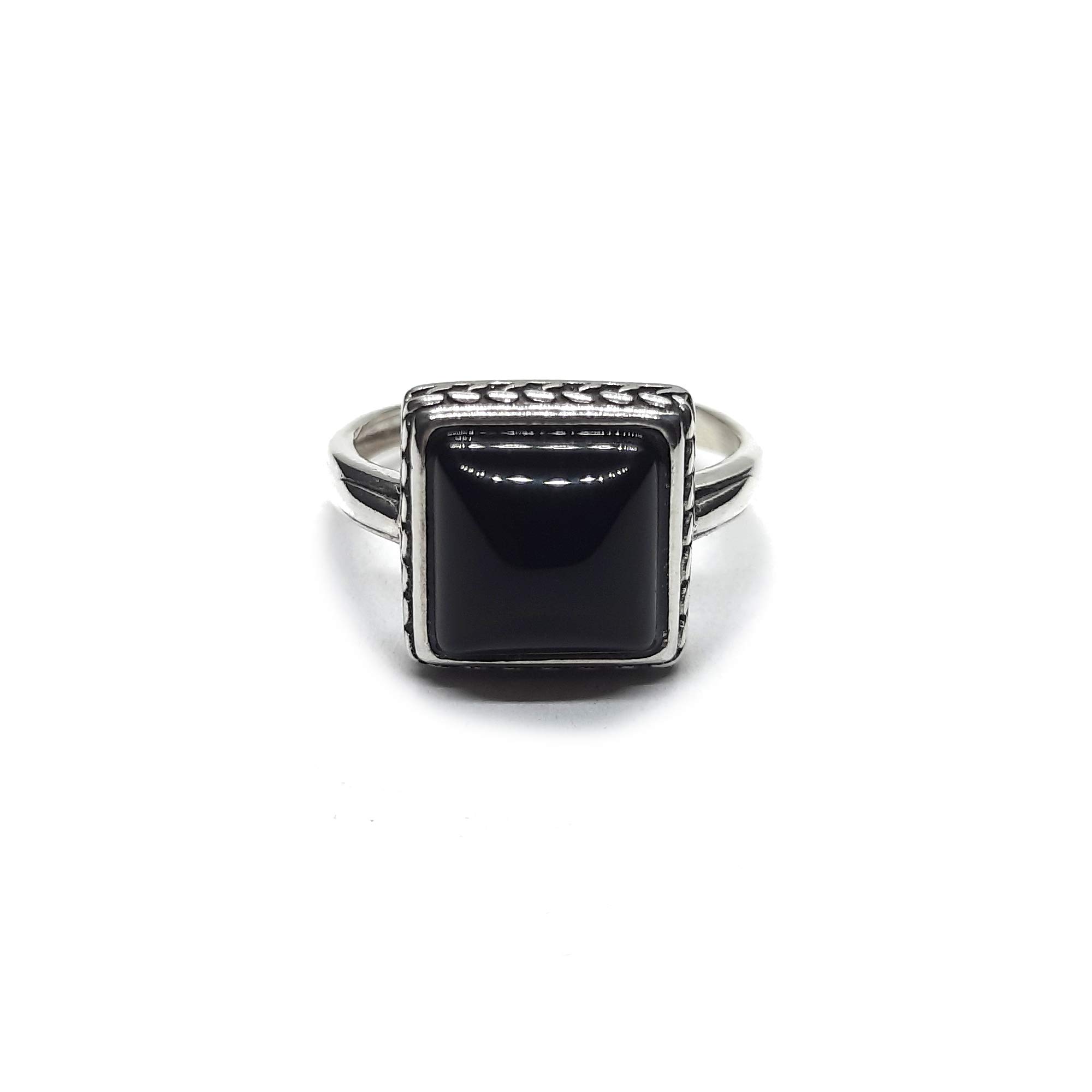 Anillo de Plata Esterlina Hecho a Mano Con Ónix Negro Genuino Sólido Estampado 925