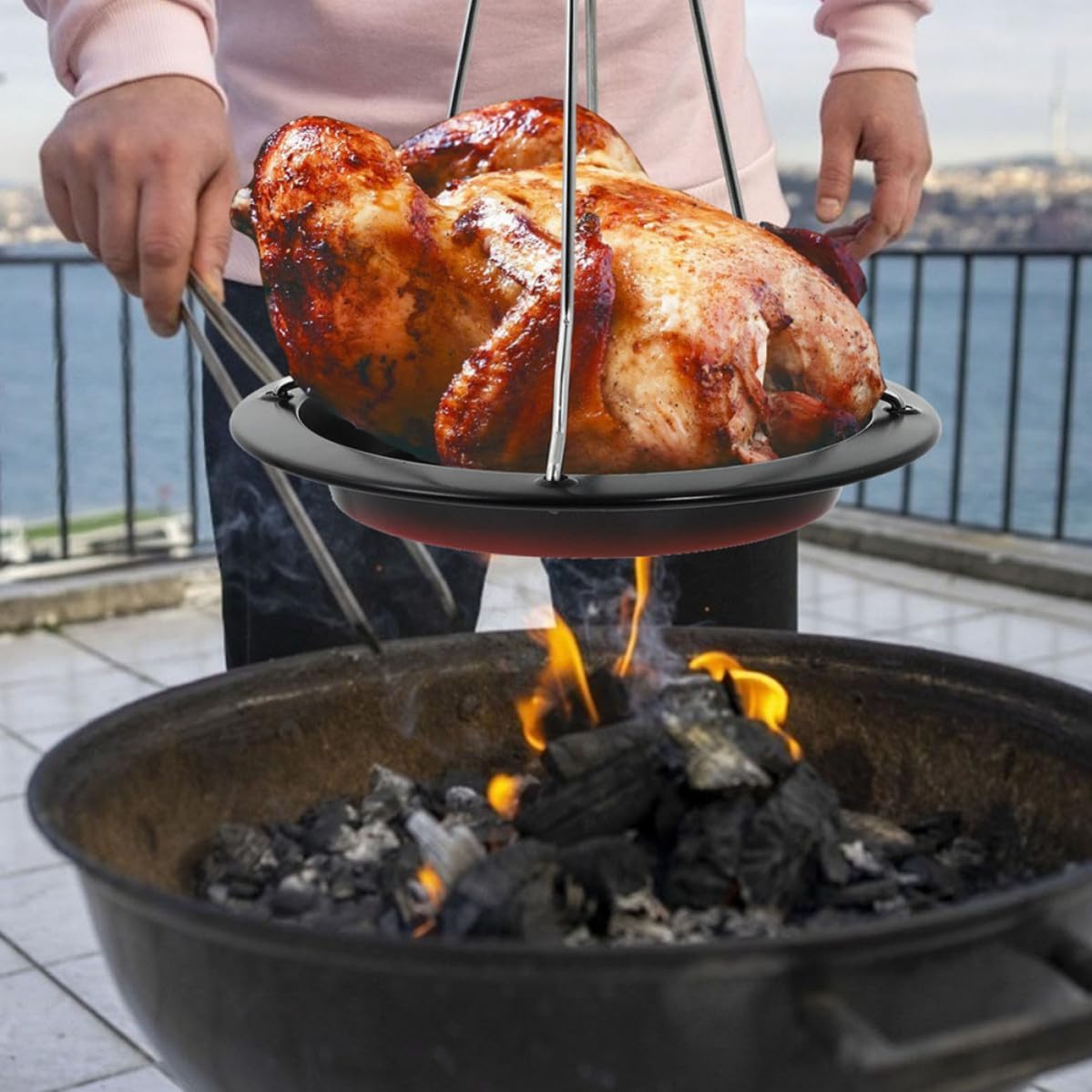 DOITOOL Stainless Steel Chicken Roast Pan with Rack for Roast Chicken