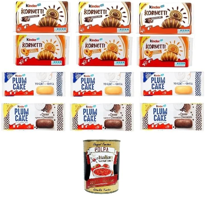 Juego de 12 paquetes de prueba para niños, diseño de cornetti, cacao y aguicosis, cacao y Yougurt+ Italian Gourmet polpa 400gr