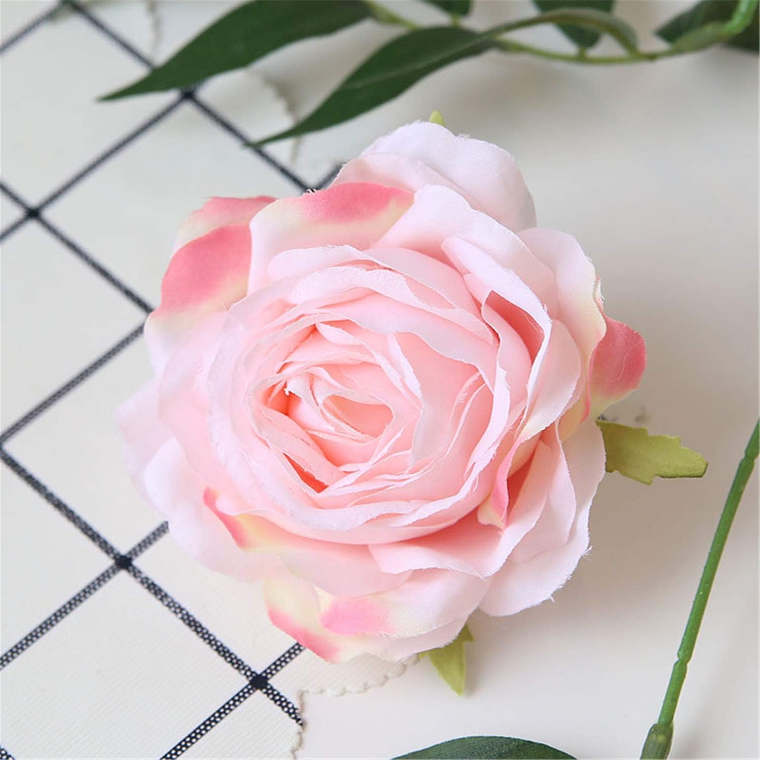 Silk Flowers Bulk Fake Roses Heads Wholesale 100 Flowers 9cm for Flower Ball Wedding Backdrop DIY (Light Pink)