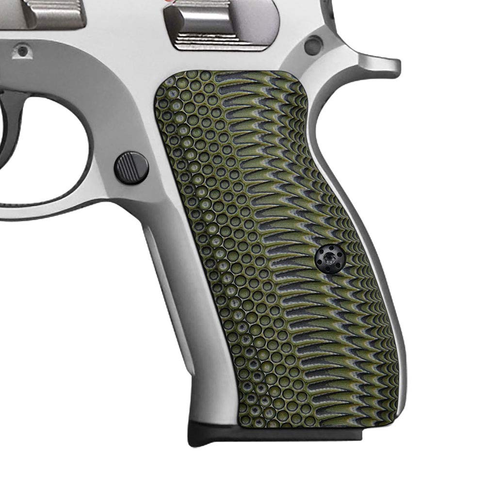 Cool Hand G10 Grips for CZ 75/85 Compact, CZ P-01, P100, C100, Tristar T100, CZ PCR, CZ 75 D, Black Gun Grips Screws Included, Aggressive OPS Texture