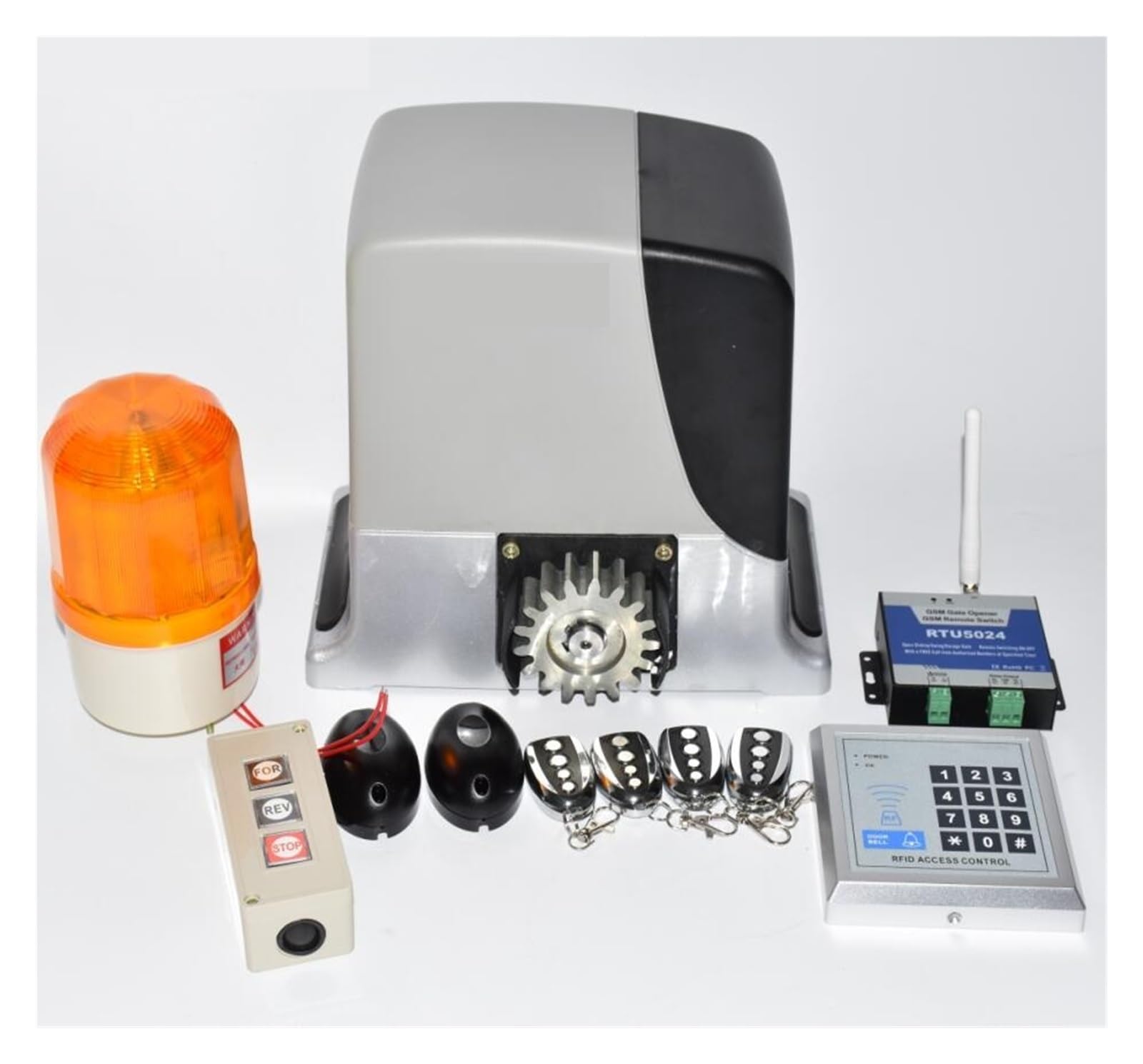 Automatic Gate Opener, 600kg Automatic Sliding Gate Opener Motor with 4 Remote Controls(photocell, Lamp, GSM, Button Optional)(Kit3)