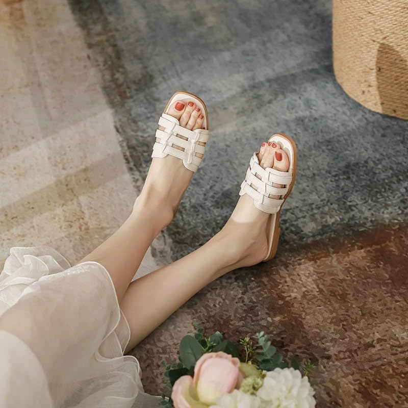 Slippers for Women Wearing Flat Bottomed Women Beach Slippers for Comfort Soft Soled Sandals for Women(39)4