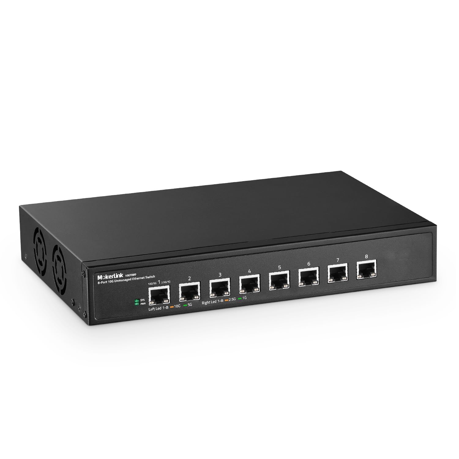 MokerLink Commutateur réseau Ethernet non-géré 10G 8 ports, 10G/5G/2,5G/1G auto-adaptatif, Plug and Play, Commutateur réseau de bureau en métal|à montage sur rack