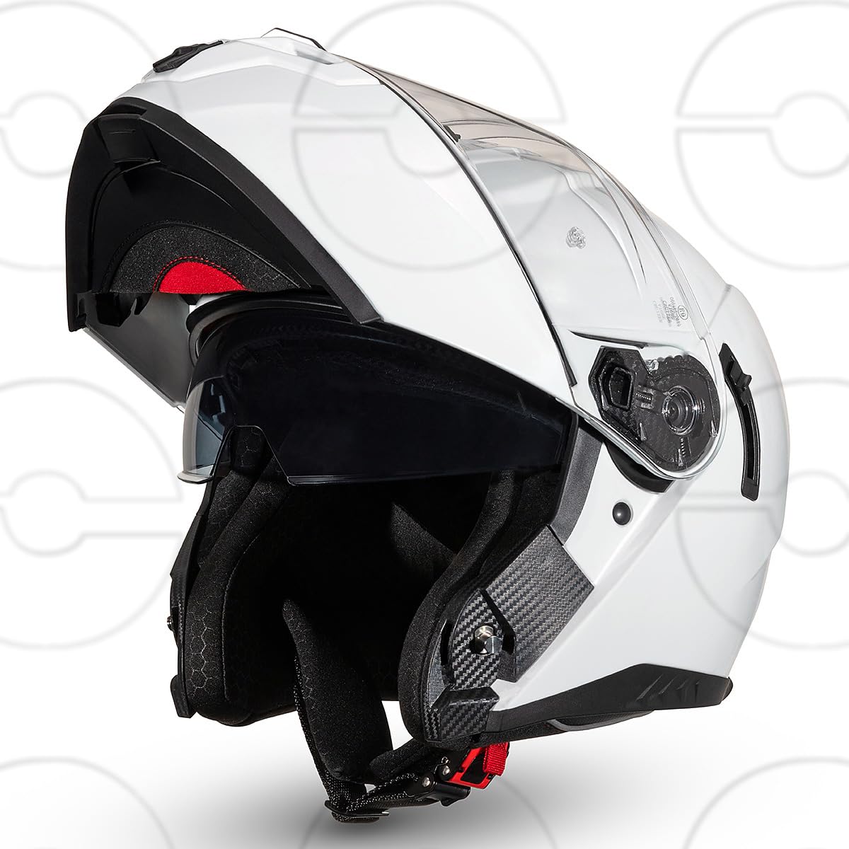 CRUIZER Casco Moto Scooter Modulare Bianco Lucido Doppia Visiera con Visiera aggiuntiva oscurata L