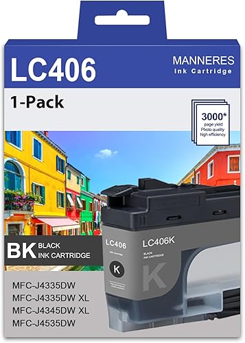 Paquete de 1 cartucho de tinta negra LC406 Cartuchos de tinta compatibles con Eout LC406 de repuesto para impresora Brother MFC-J4335DW MFC-J4335DW