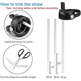 FLORAPELL Straw Lid for Hydro Flask Wide Mouth Water Bottles, Top Lids with Straw Compatible with Hydro Flask 32 40 oz, Replacement Cap Wide Mouth Straws Flip Lid Flex Handle (Seagrass)