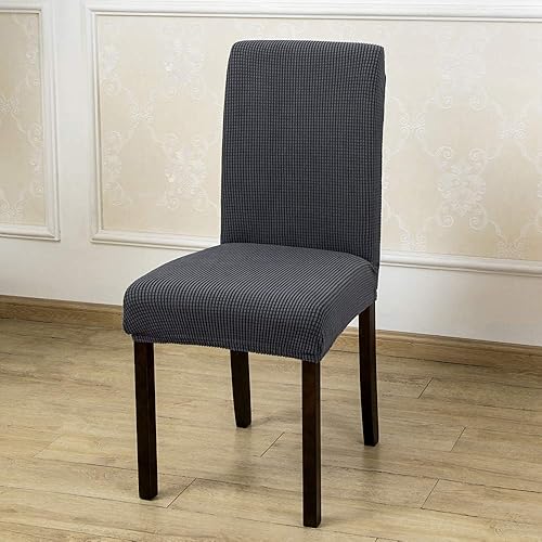 Miniatura 3 de Argstar Paquete de 8 fundas de jacquard para silla, fundas elásticas sin brazos para asiento de comedor, fundas protectoras de elastano para sillas