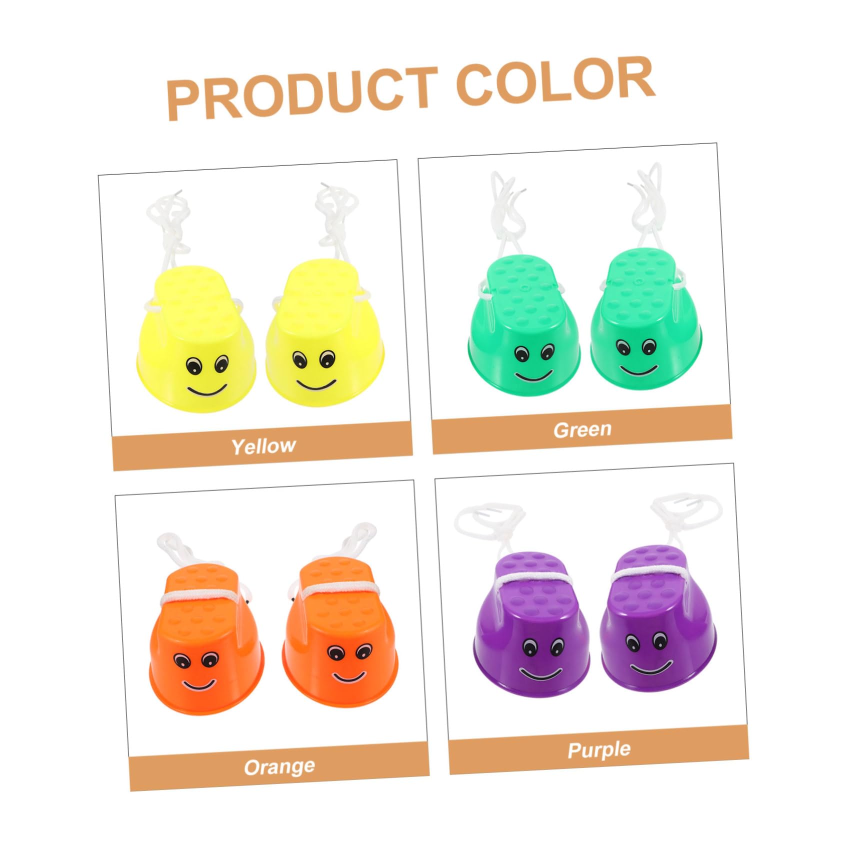 Toyvian 4 Pares de Zancos de Cubo para Niños Diseño Antideslizante de Plástico, Juguetes Divertidos para Desarrollar Habilidades Motoras en Juegos al Aire Libre