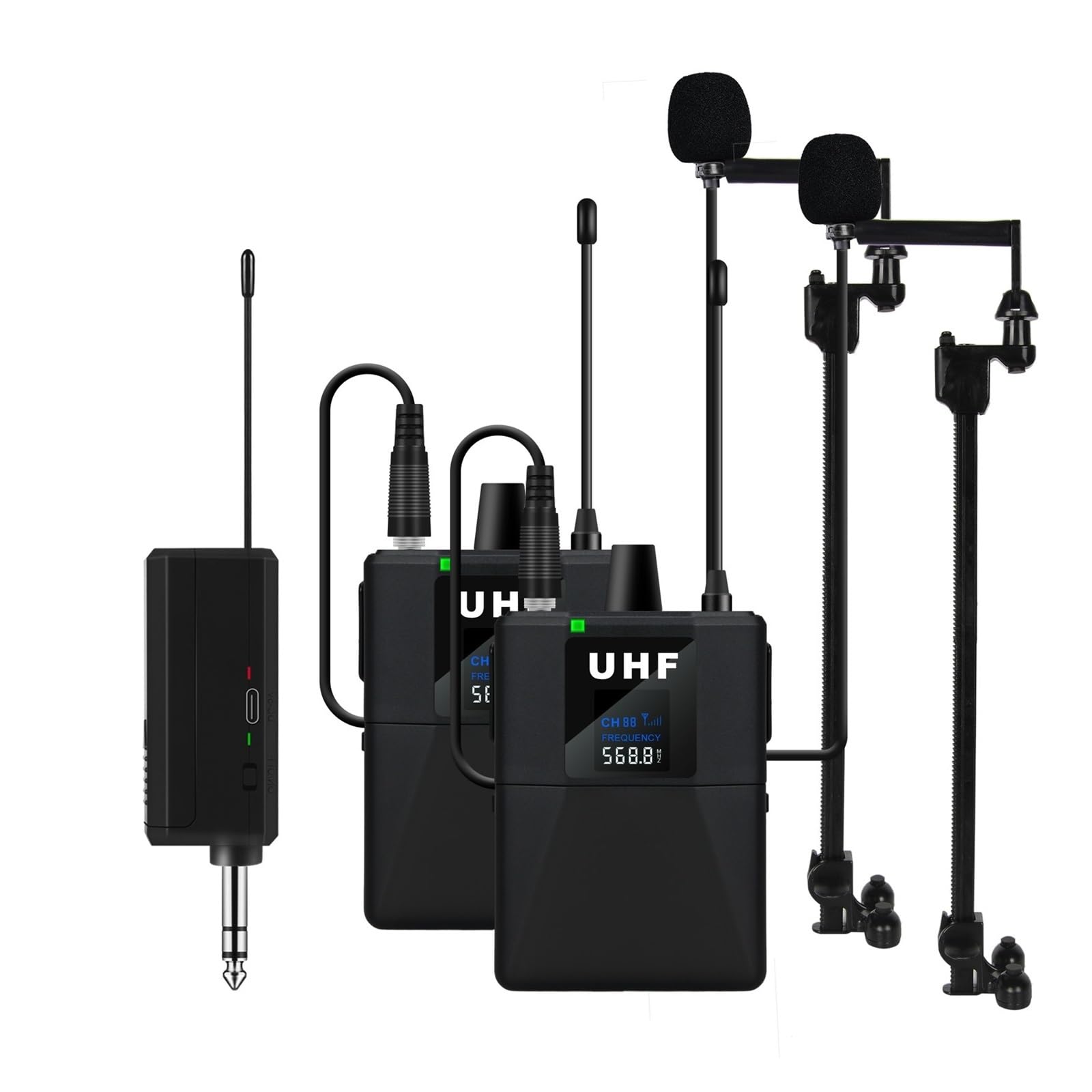 Saksofon Trąbka Puzon Pas Klapa Bezprzewodowy Mikrofon Instrument Odbiór Profesjonalny Nagrywanie Wydajność Na Zewnątrz(SAX-2MIC)