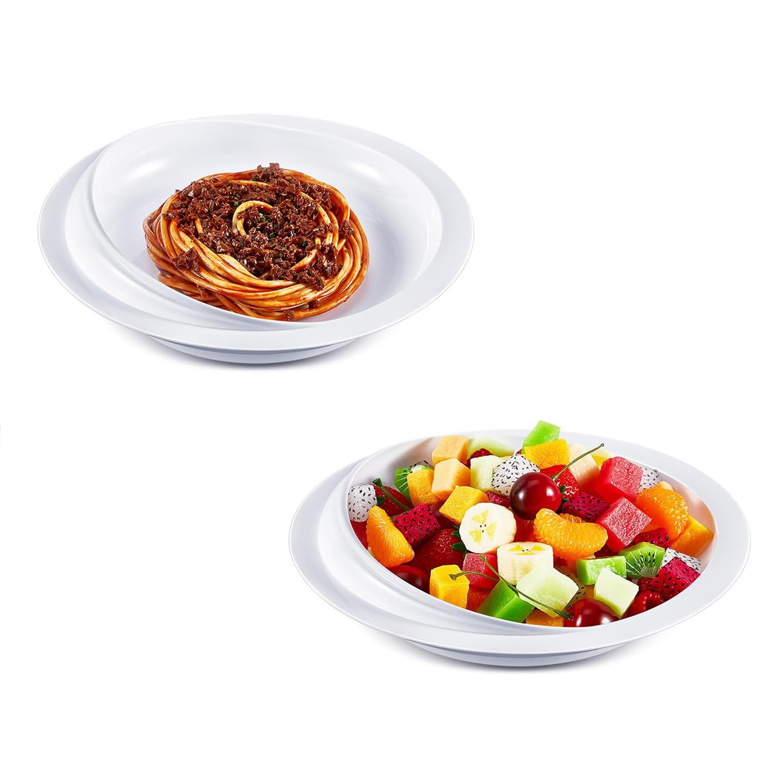 Plato a Prueba de derrames, Juego de Platos a Prueba de derrames con Base de succión, autoalimentación Adaptable, vajilla para Adultos Mayores discapacitados de Parkinson (2 Piezas)