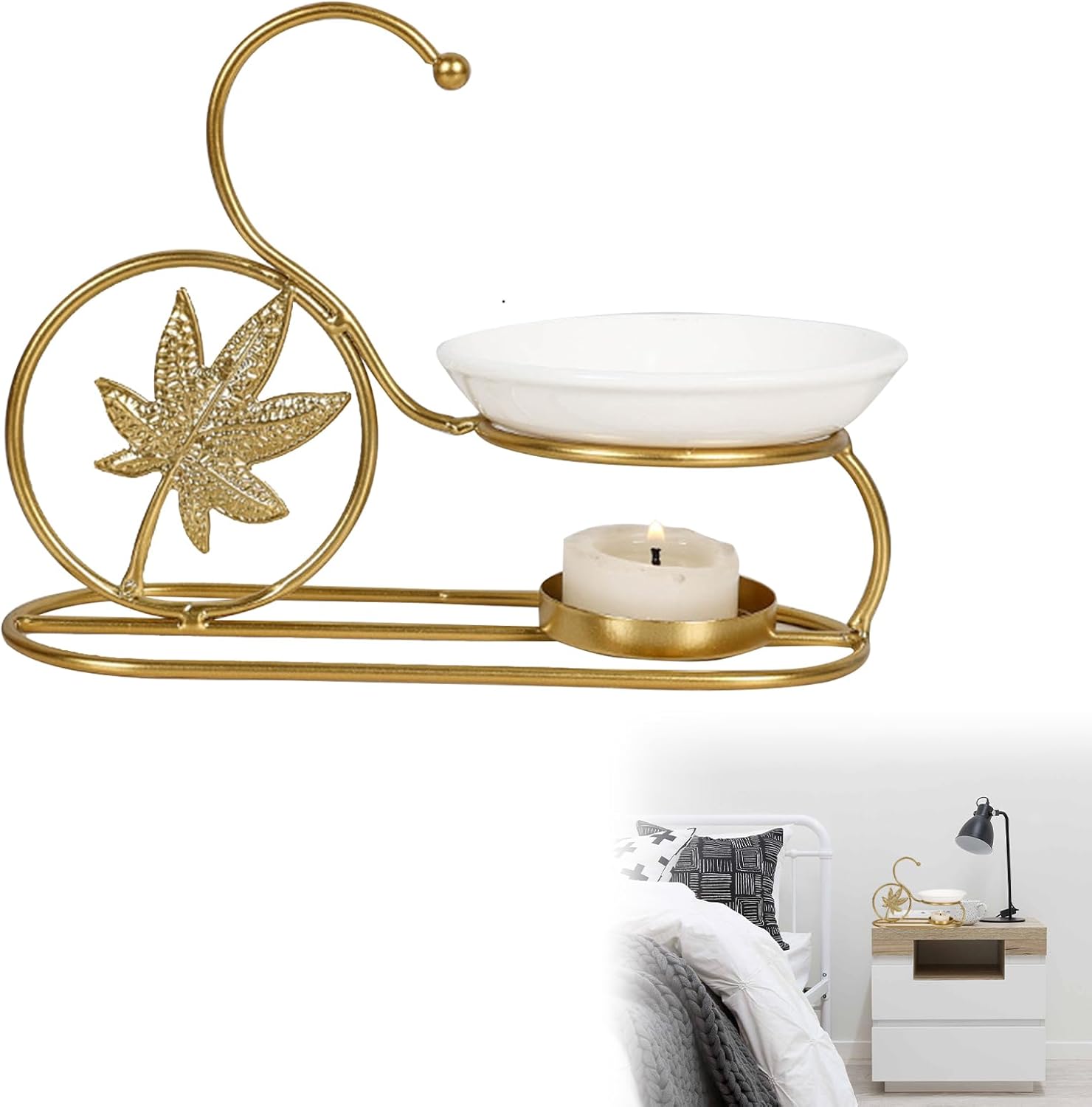 Oil Burner, Tea Mild, Aroma Lamp, Oil Burner for Important Oils, Scented Wax Diffuser, Tea Mild Holder, Perfume Oil Lamp, Appropriate for Residence, Workplace, Spa, Yoga and Extra