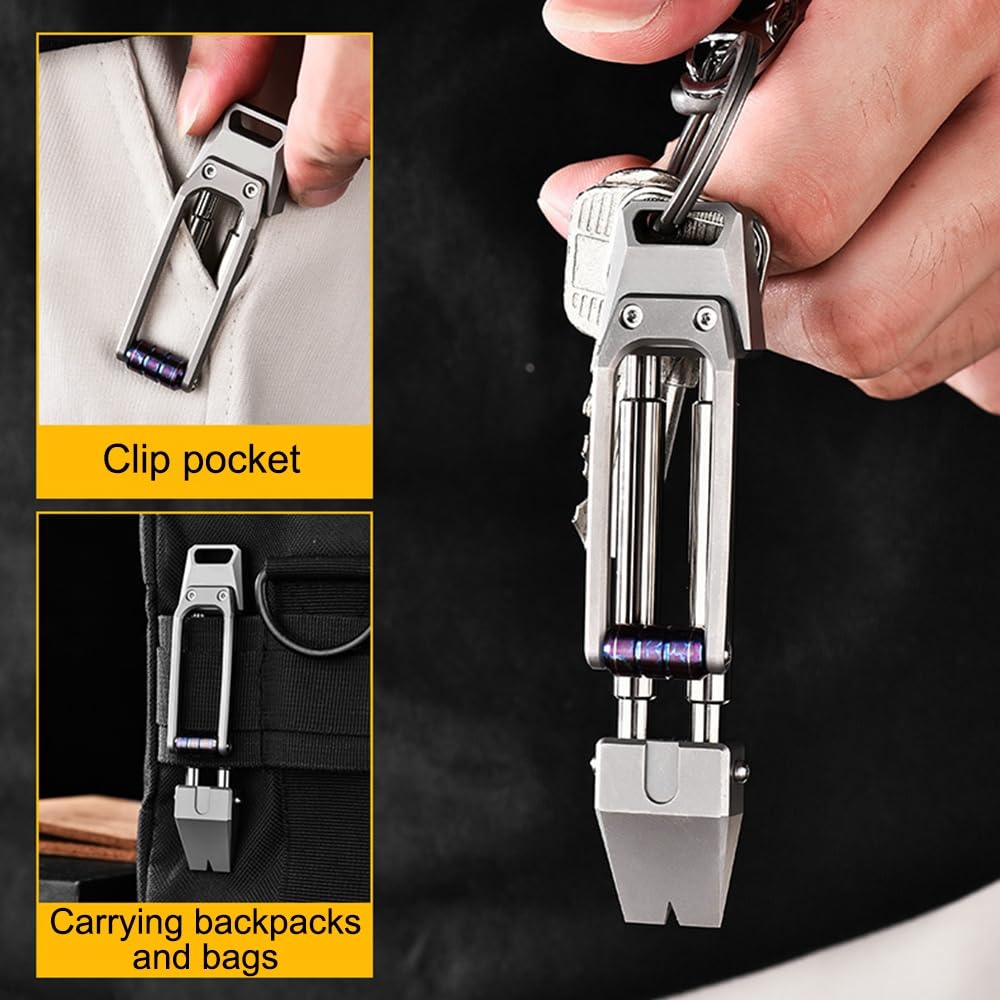 Titan Pry Bar, Brechstange, Pocket Titan-Stemmeisen mit Taschenclip und Dekompressionsrolle für Outdoor-Aktivitäten, Camping
