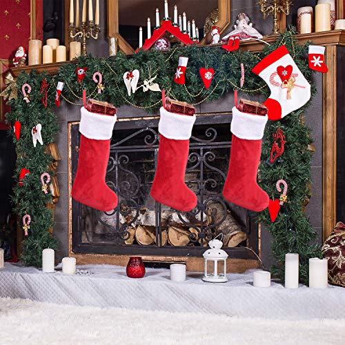 Livder 4 Pack Christmas Stockings Red And White Plush Fireplace Hanging Velvet Stockings For Christmas Decoration Supplies, 20 Inch #TOP6