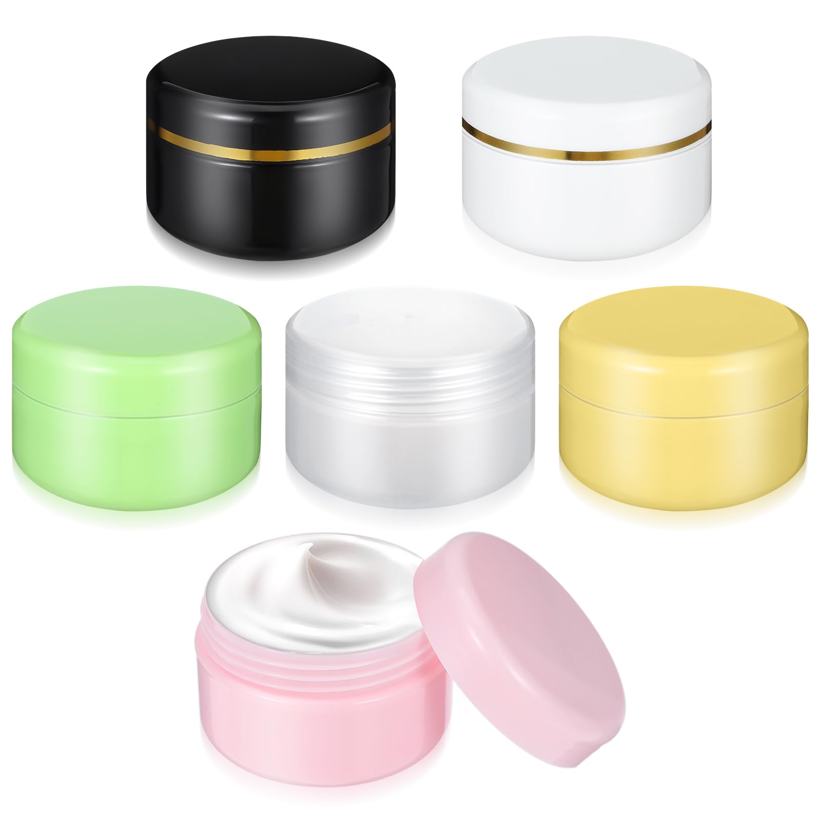 Gjinxi 6szt. Pojemniki podróżne na kosmetyki, 20ml mini pojemniki na makijaż z pokrywkami, pojemniki na balsam do ust, małe butelki do pielęgnacji skóry na makijaż, pielęgnację, szampon, odżywkę