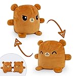 TeeTurtle - Plushmates - Magnetic Reversible Plushies that hold hands when happy - Brown Bear - Huggable and Soft Sensory Fidget Toy Stuffed Animals That Show Your Mood - Gift for Kids and Adults!