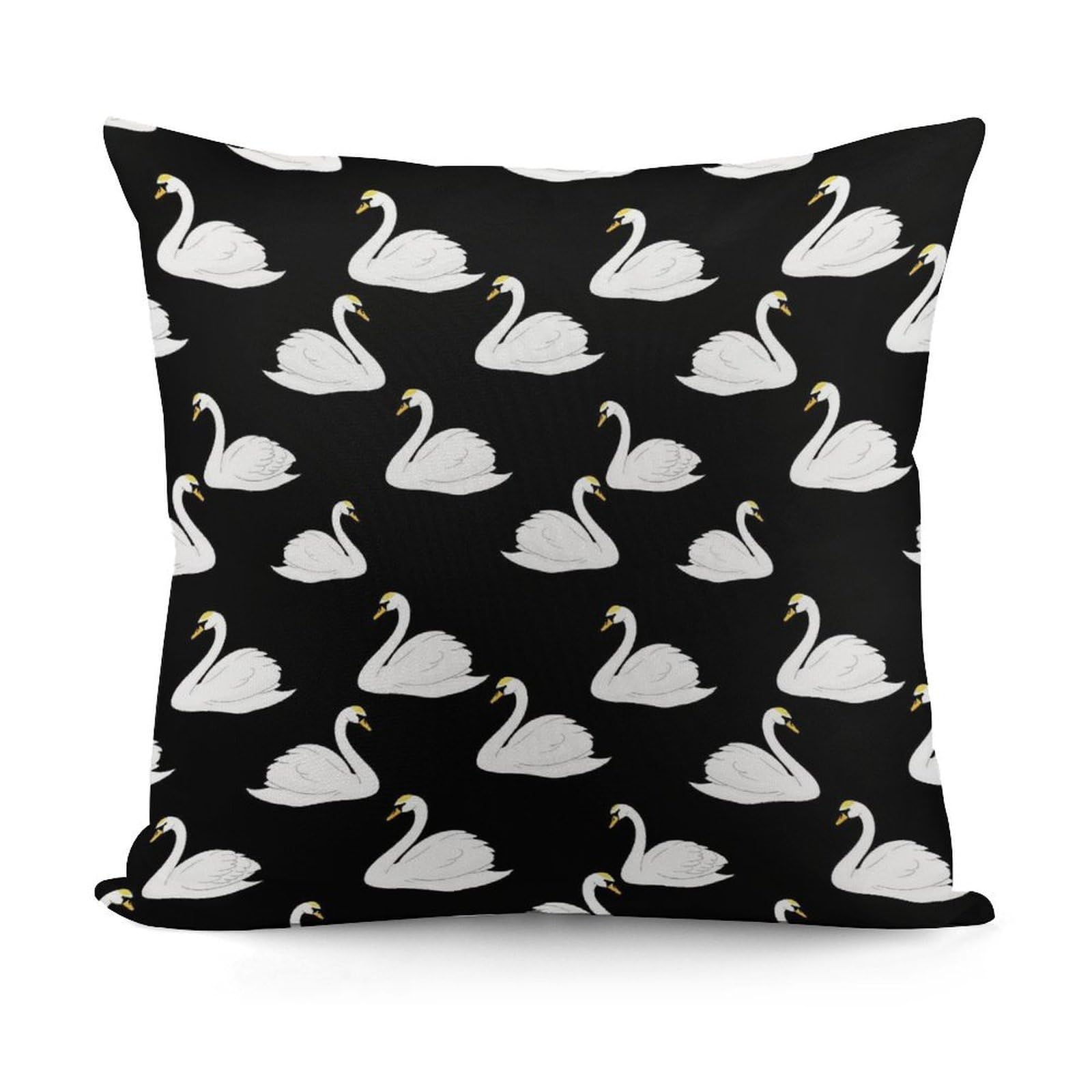 Smazdfxx Picture(350) Plush Pillow Cover With Zipper For Living Room,Bedroom, Sofa White Swan Black Couch Cushion Decorative